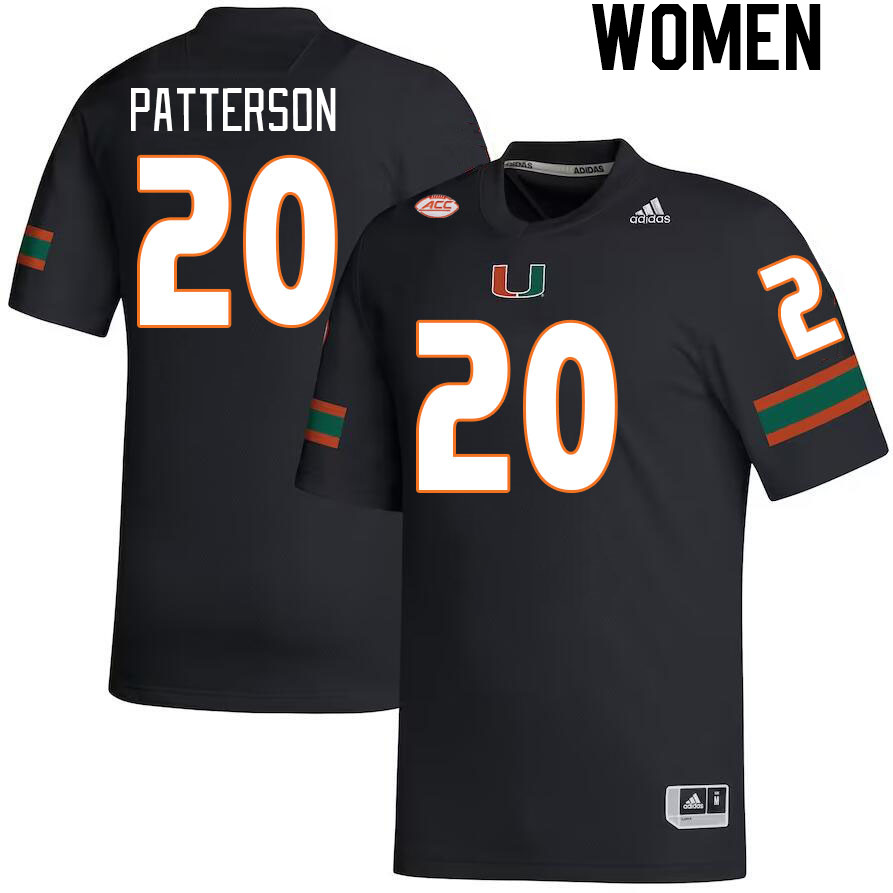 Women #20 Zaquan Patterson Miami Hurricanes College Football Jerseys Stitched-Black